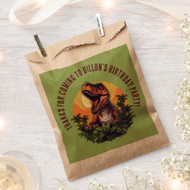 Bolsa De Papel Cumpleaños de Dinosaur Rawr (Cortado)