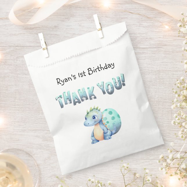 Bolsa De Papel Cumpleaños de dinosaurio bebé acuarela 1 (Cortado)