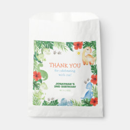 Bolsa De Papel Cumpleaños de Dinosaurio de la Selva Tropical Agra