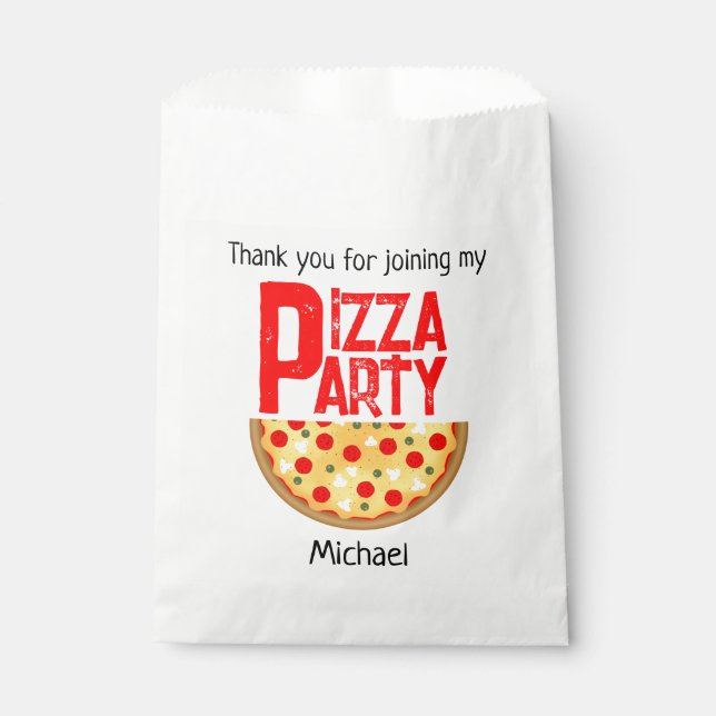 Bolsa De Papel cumpleaños de fiestas de pizza divertidos de Guay (Anverso)