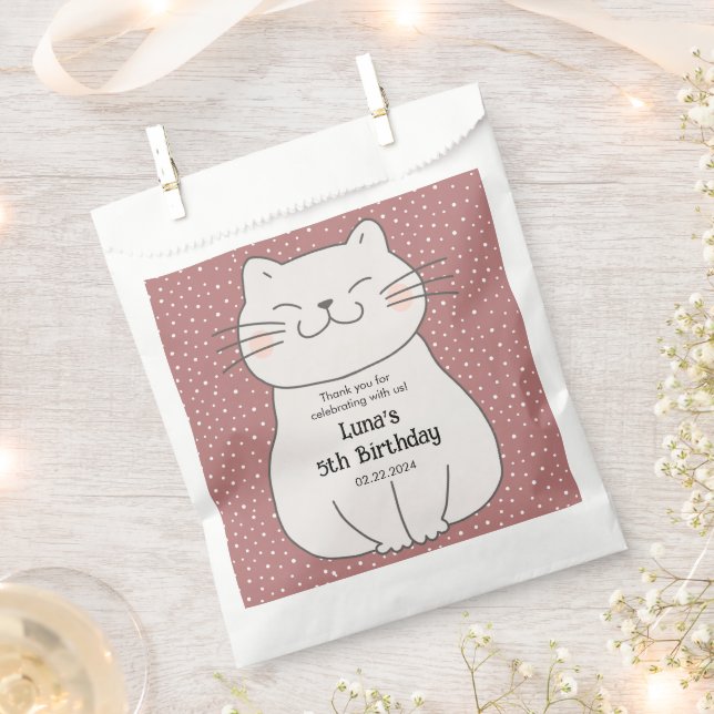Bolsa De Papel Cumpleaños de gatitos modernos y comestibles (Cortado)