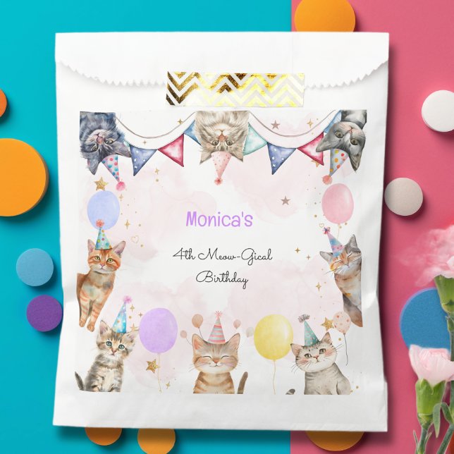 Bolsa De Papel cumpleaños de gatos fiestas meow-gical (Subido por el creador)