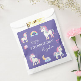 Bolsa De Papel Cumpleaños de Girly Purple Unicorn