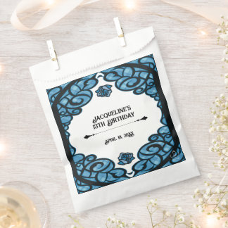 Bolsa De Papel Cumpleaños de la Princesa Rosa con Puerta Azul y N
