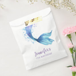 Bolsa De Papel Cumpleaños de la Sirena bajo los tonos morados del