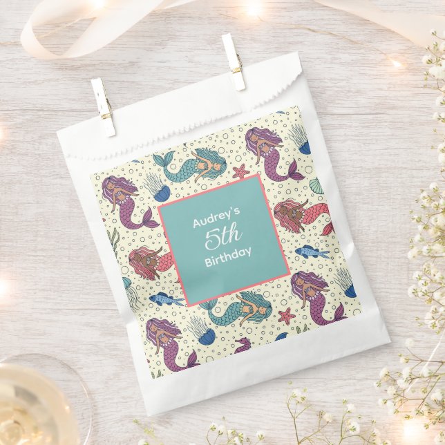 Bolsa De Papel Cumpleaños de la Sirena Infantil (Cortado)
