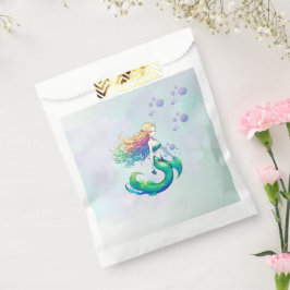 Bolsa De Papel Cumpleaños de la sirena morada y dorada bajo el ma