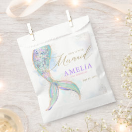 Bolsa De Papel Cumpleaños de la sirena Purpurina de oro bajo el m