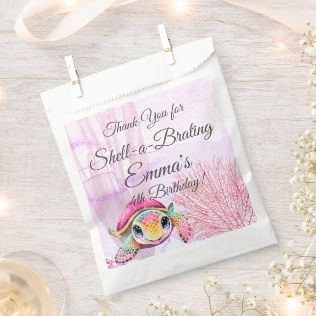 Bolsa De Papel Cumpleaños de la tortuga, bajo el mar (Cortado)
