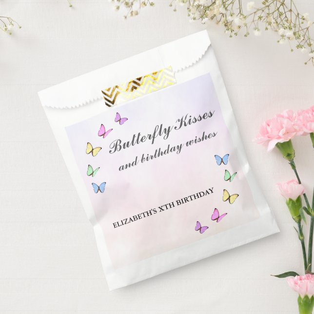 Bolsa De Papel Cumpleaños de las Mariposas Coloridas (Sellado)