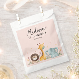 Bolsa De Papel Cumpleaños de los Animales Salvajes Girly Fiesta