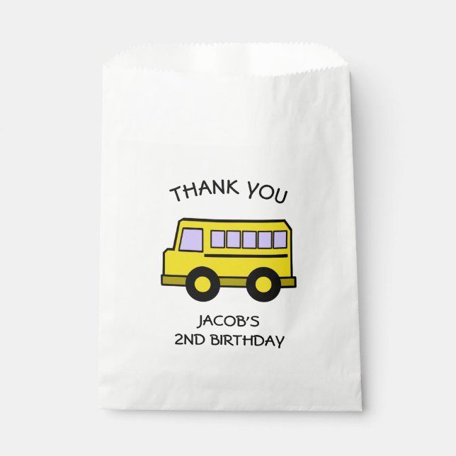 Bolsa De Papel Cumpleaños de los Autobuses Escolares (Anverso)