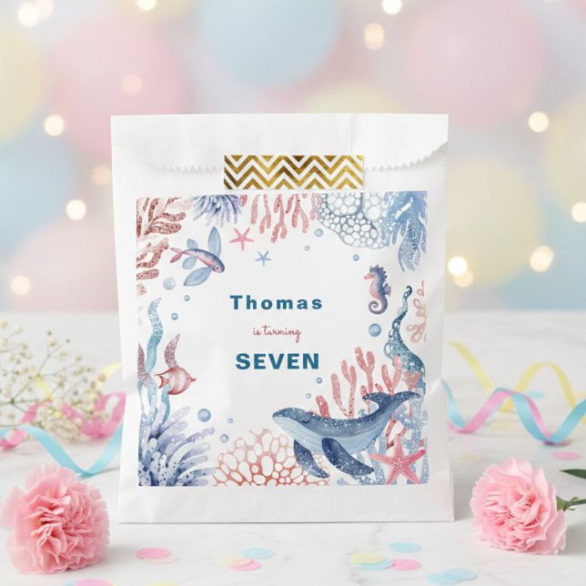 Bolsa De Papel Cumpleaños de los niños de la acuarela Under Sea (Subido por el creador)