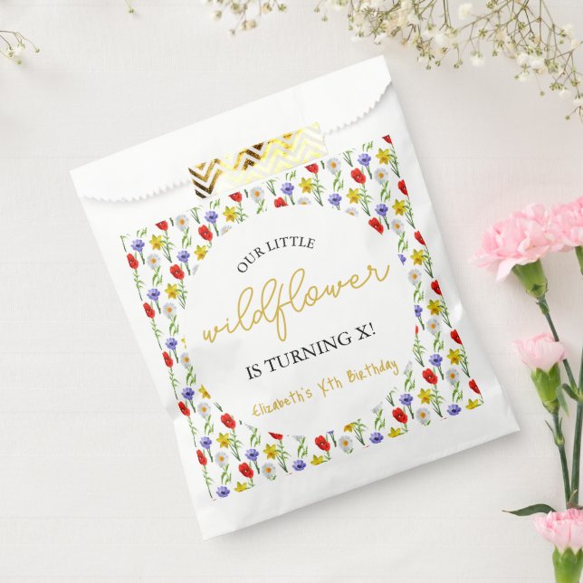 Bolsa De Papel Cumpleaños de los niños de Little Wildflower (Sellado)