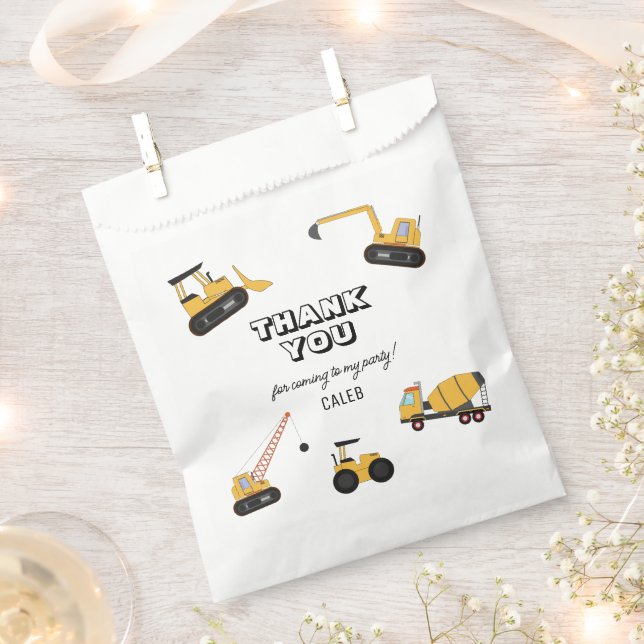 Bolsa De Papel Cumpleaños de los niños de los camiones de constru (Cortado)