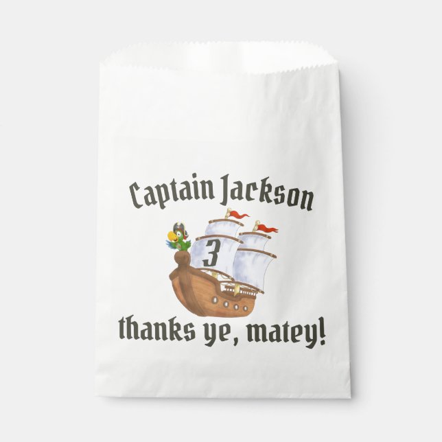 Bolsa De Papel Cumpleaños de los niños del Barco Pirata (Anverso)