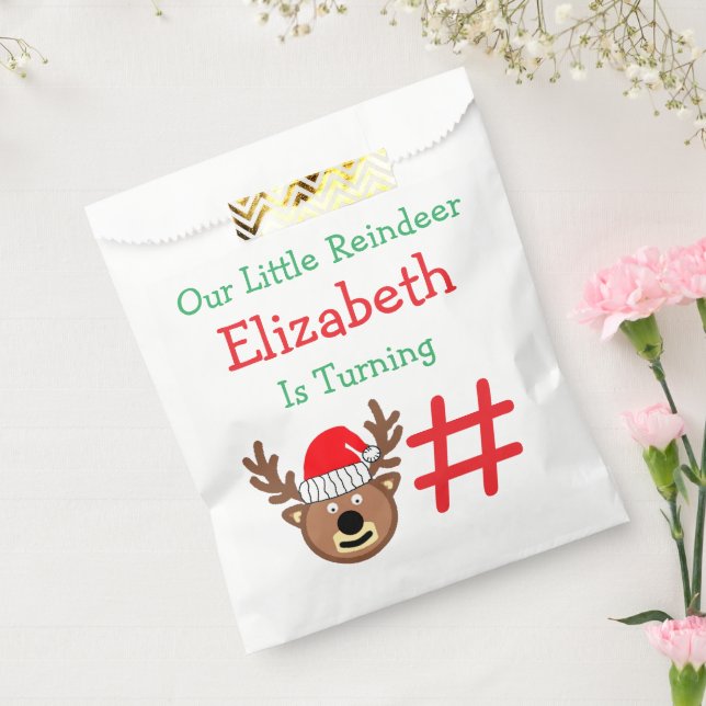 Bolsa De Papel Cumpleaños de los niños pequeños renos (Sellado)