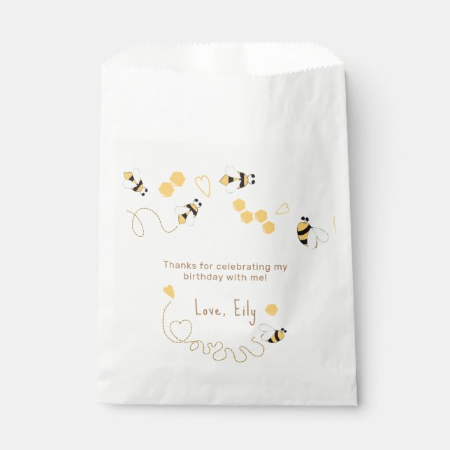 Bolsa De Papel Cumpleaños de los peines de abeja de burbujas (Anverso)