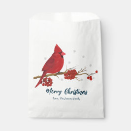 Bolsa De Papel Cumpleaños de Navidad del Cardenal Rojo 