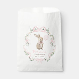 Bolsa De Papel Cumpleaños de niña conejito coquette lazo rosa