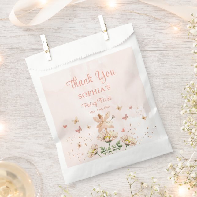 Bolsa De Papel Cumpleaños de niña jardín de hadas (Cortado)