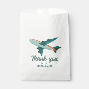Bolsa De Papel Cumpleaños de niños Avión de viaje Azul