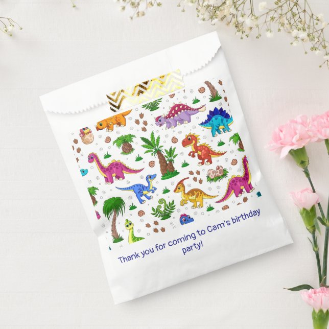 Bolsa De Papel Cumpleaños de niños dinosaurios (Sellado)
