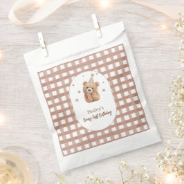 Bolsa De Papel Cumpleaños de Oso de Cuadros