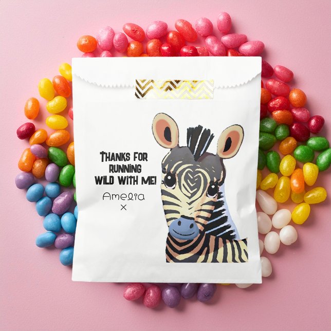 Bolsa De Papel Cumpleaños de Pequeña Cebra Personalizada (Subido por el creador)