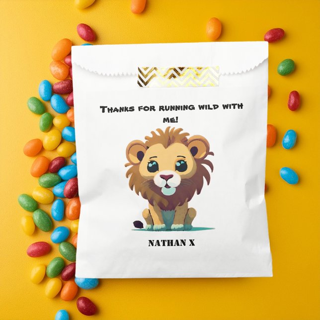 Bolsa De Papel Cumpleaños de Pequeños Leones Personalizados (Subido por el creador)
