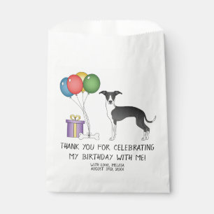Bolsa De Papel Cumpleaños de perro galgo italiano blanco y negro