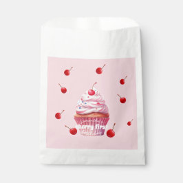 Bolsa De Papel Cumpleaños de Pink Baby First con tema de Cherry &