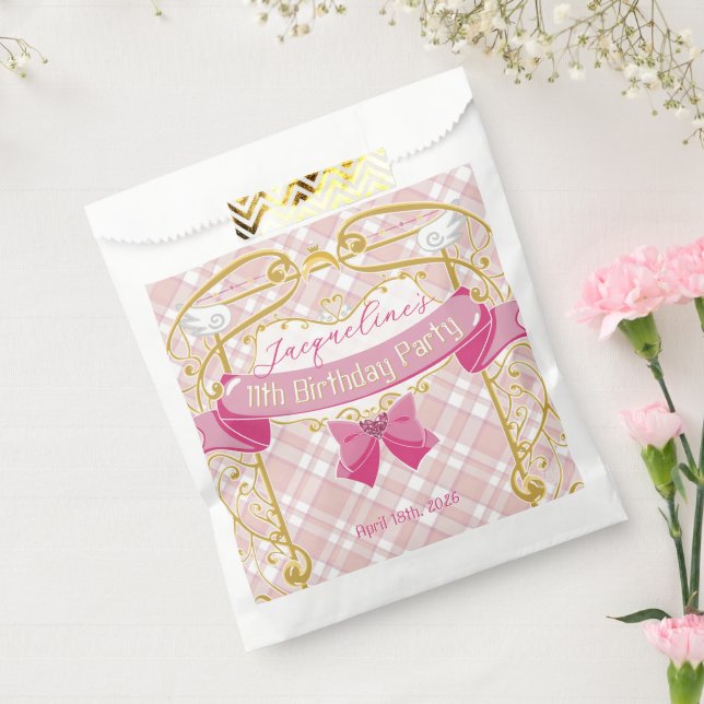 Bolsa De Papel Cumpleaños de Princesa Art Nouveau Rosa (Sellado)