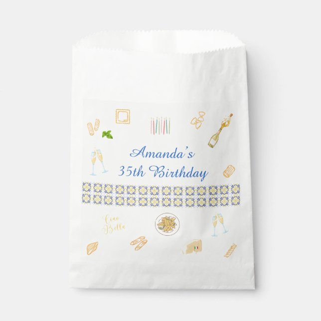 Bolsa De Papel Cumpleaños de Prosecco y Pasta (Anverso)