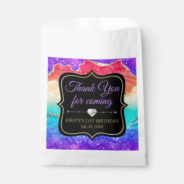 Bolsa De Papel Cumpleaños de tinta de alcohol de arcoíris Glamour (Anverso)