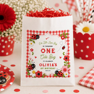 Bolsa De Papel Cumpleaños de una mariquita floral Un insecto lind
