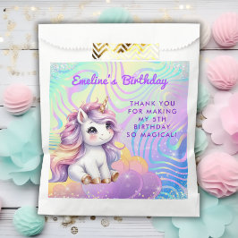 Bolsa De Papel Cumpleaños de Unicornio Mágico Brillante Lindo