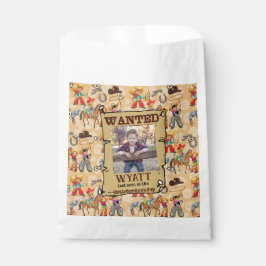 Bolsa De Papel Cumpleaños de Vaquero Chico Foto & Nombre Lindo