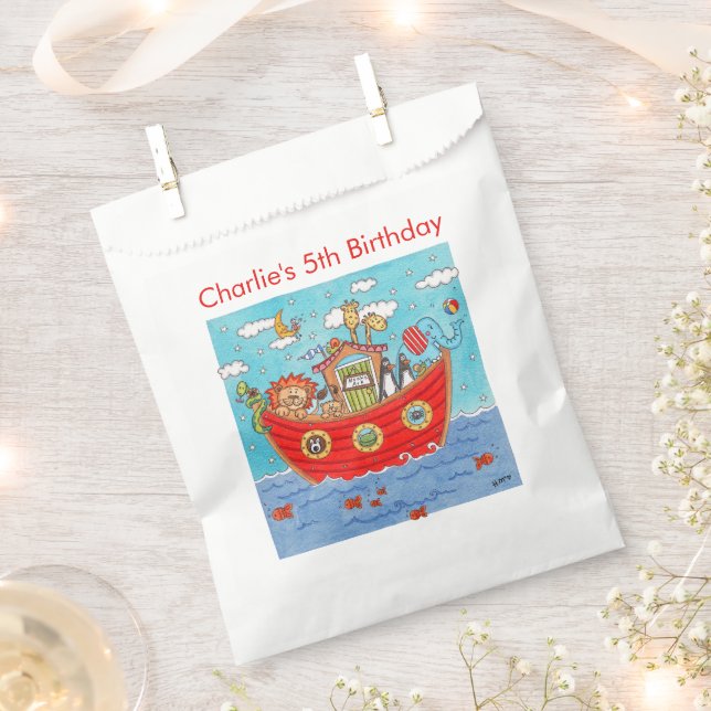Bolsa De Papel Cumpleaños del Arca de Noé personalizado (Cortado)