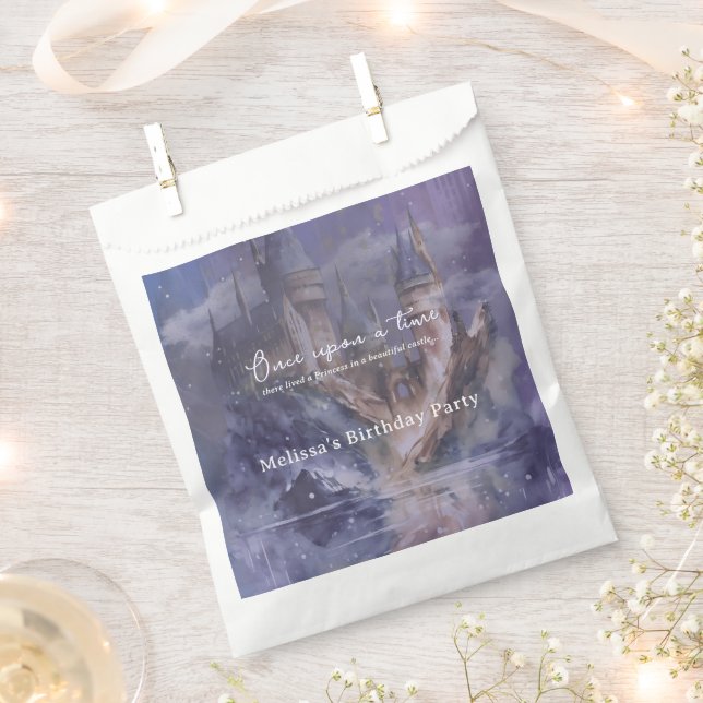 Bolsa De Papel Cumpleaños del Castillo Azul de la Princesa (Cortado)