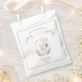 Bolsa De Papel Cumpleaños del Conejo Pastel Boho y los Globos