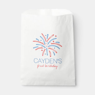 Bolsa De Papel Cumpleaños del Cuatro de Julio con Fuegos Artifici