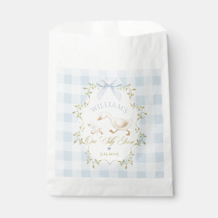 Bolsa De Papel Cumpleaños del niño de gingham azul Un ganso tonto