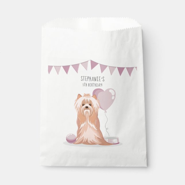 Bolsa De Papel Cumpleaños del Terrier de Cute Yorkshire (Anverso)