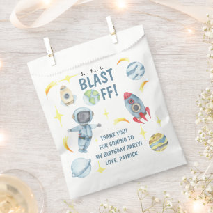 Bolsa De Papel Cumpleaños espacial de astronauta Gracias