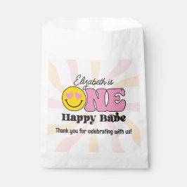 Bolsa De Papel Cumpleaños Feliz Bebe Groovy Amarillo Rosa