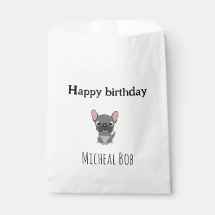 Bolsa De Papel Cumpleaños feliz pug gris adorable perro púrpura