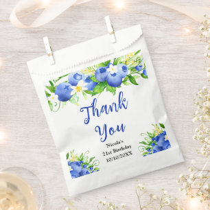 Bolsa De Papel Cumpleaños Floral de Arándano Agradecimiento