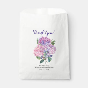 Bolsa De Papel Cumpleaños floral del Hydrangea rosado el 80.o le