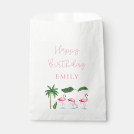 Bolsa De Papel Cumpleaños floral rosa y verde